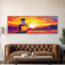 Whiskey Bottle, Sunset, Reflection, Canvas Print, Bar Wall Art, Whiskey Lover Gift, Rustic Decor, Warm Color Palette, Unique Wall Art