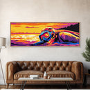 Scuba Mask, Ocean, Sunset, Framed Canvas Print, Diving Wall Art, Beach House Decor, Ocean Adventure Painting, Modern Home Decor