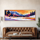 Alpine Valley, Winter, Snow, Framed Canvas Print, Mountain Landscape, Nature Lover Gift, Scenic Winter Painting, Christmas Wall Art