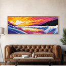 River Sunset, Cascading Water, Canvas Print, Waterfall Wall Art, Nature Inspired Painting, Colorful Landscape Art, Living Room Decor