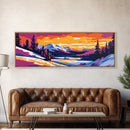 Winter Wonderland, Snowy Mountains, Sunset, Framed Canvas Print, Scenic Landscape Art, Cozy Christmas Decor, Nature Inspired Artwork