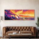 Fiery Wave, Ocean Surf Print, Beach Wall Art, Coastal Sunset, Canvas Print, Vibrant Seascape, Nautical Decor, Surfer Gift, Office Art
