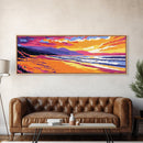Golden Beach, Vibrant Sunset Print, Ocean Landscape, Seaside Home Decor, Canvas Print, Living Room Art, Warm Colors, Relaxing Scene
