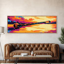 Driftwood Sunset, Nature Art, Rustic Wall Decor, Vibrant Landscape, Framed Canvas Print, Serene Seascape, Lake House, Bold Colors