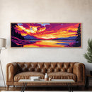 Sunset Lake, Mountain Reflection, Nature Art, Framed Canvas Print, Vibrant Wall Art, Fall Home Decor, Living Room Painting, Gift Idea