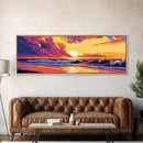 Ocean Sunset, Colorful Waves, Coastal Scene, Framed Canvas Print, Beach House Art, Tropical Vibes, Living Room Decor, Gift Idea