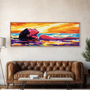 Sunset Serenity, Woman Floating, Peaceful Escape, Canvas Print, Boho Wall Art, Self-Care Theme, Relaxing Bedroom Decor, Gift Idea