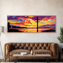 Sunset Wires, telephone pole, urban landscape, rustic decor, colorful wall art, Living Room Wall Art, Canvas Print, Framed Canvas Print