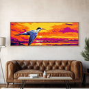 Seagull Flight, sunset bird, coastal decor, ocean lover gift, nature wall art, Beach House Wall Art, Canvas Print, Framed Canvas Print