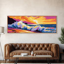 Sea Foam, crashing waves, ocean energy, vibrant beach scene, tropical paradise, Coastal Home Decor, Canvas Print, Framed Canvas Print