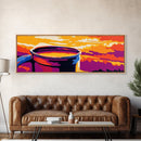 Coffee Mug Sunset, Warm Tones Wall Art, Rustic Kitchen Art, Cozy Coffee Lover Gift, Framed Canvas Print, Autumn Home Decor