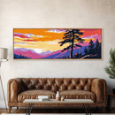 Lone Pine Tree, Mountain Sunset Art, Tranquil Nature Scene, Rustic Lodge Wall Art, Framed Canvas Print, Cozy Cabin Decor