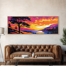 Lakeside Sunset, Scenic View, Tranquil Nature, Framed Canvas Print, Relaxing Landscape, Living Room Decor, Sunset Wall Art