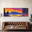 Mountain Lake, Forest Reflection, Serene Nature, Canvas Print, Adventure Wall Art, Cabin Decor, Wilderness Landscape, Sunset Scene