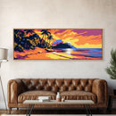 Tropical Beach, Sunset View, Ocean Vibes, Framed Canvas Print, Coastal Wall Art, Bedroom Decor, Palm Tree Artwork, Bohemian Style