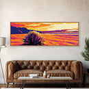 Desert Scene, Wild Grass, Vibrant Sky, Framed Canvas Print, Southwest Wall Art, Boho Decor, Minimalist Landscape, Warm Tones