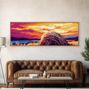 Coastal Waves, Sunset Glow, Rugged Cliffs, Canvas Print, Seascape Art, Modern Wall Decor, Beach House Style, Nautical Artwork