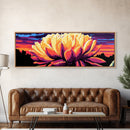 Blooming Lotus, Floral Wall Art, Vibrant Nature, Zen Home Decor, Framed Canvas Print, Botanical Painting, Yoga Room Art, Modern Style