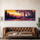 Vibrant Tree, Sunset Art, Framed Canvas Print, Nature Wall Decor, Psychedelic Art, Boho Landscape, Large Wall Art, Office Decor