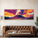 Explosive Volcano, Lava Art, Framed Canvas Print, Bold Nature Art, Vibrant Landscape, Fiery Sky, Modern Wall Decor, Office Art