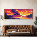 Erupting Mountain, Fire Sky, Canvas Print, Dramatic Landscape Art, Intense Wall Art, Adventure Decor, Large Artwork, Office Wall Art