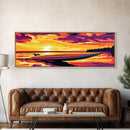 Speedboat, Ocean Sunset, Coastal Escape, Canvas Print, Vibrant Nautical Art, Beach House Wall Decor, Living Room Artwork, Boho Style