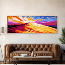 Majestic Peak, Sunset Glow, Vibrant Landscape, Canvas Print, Colorful Adventure Art, Bedroom Wall Decor, Wanderlust Mountain Scene