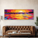 Waterfall Reflection, Sunset Glow, Bold Landscape, Canvas Print, Nature Wall Art, Vibrant Colors, Living Room Art, Modern Aesthetic