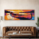 Canoe Journey, Sunset Waters, Relaxing Nature Scene, Canvas Print, Cozy Lodge Wall Art, Rustic Decor, Peaceful Lakehouse Art