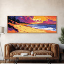 Beach Sunset, Coastal Vibes, Ocean Landscape, Tropical Wall Art, Vibrant Seascape, Framed Canvas Print, Living Room Wall Decor