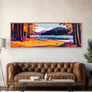 Autumn Forest, Lake View, Rustic Cabin Decor, Nature Lover Print, Fall Season Art, Framed Canvas Print, Cozy Living Room Wall Art