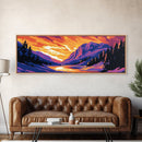 Vibrant Forest Scene, Sunset Mountain View, Nature Art, Wooded Landscape, Cabin Wall Decor, Outdoor Retreat, Living Room Art, Canvas Print
