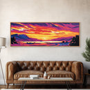 Scenic Lake Art, Sunset Painting, Vibrant Nature Scene, Rustic Wilderness Wall Art, Cozy Cabin Decor, Colorful Mountain Art, Canvas Print