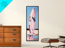 Surfboard Girl, Summer Beach, Coastal Aesthetic, Canvas Print, Boho Wall Art, Minimalist Painting, Living Room Decor, Gift, Pastel