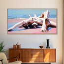 Driftwood Painting, Coastal Beach Art, Nautical Wall Decor, Ocean Aesthetic, Seaside Home Artwork, Rustic Coastal Canvas Print