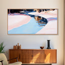 River Reflection, Serene Water Scene, Tranquil Nature Wall Art, Soft Pastel Landscape, Rustic Wilderness Decor, Framed Canvas Print