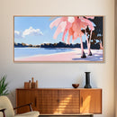 Tropical Beach, Palm Trees, Ocean View, Canvas Print, Coastal Home Decor, Summer Landscape, Living Room Art, Minimalist Nature Painting