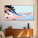 Sandy Riverbank, Minimalist Nature Art, Soft Pastel Landscape, Warm Earthy Print, Rustic Home Decor, Boho Wall Art, Framed Canvas Print