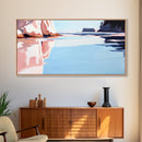 Reflections, Tranquil Beach Art, Ocean Wall Decor, Framed Canvas Print, Serene Coastal Painting, Pastel Seascape, Relaxing Artwork