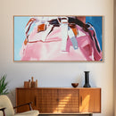 Western Outfit, Cowgirl Fashion Art, Rustic Ranch Decor, Soft Pastel Tones, Modern Minimalist Painting, Aesthetic Room Art, Framed Canvas Print