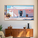 Pink Desert, Midcentury House, Southwest Art, Boho Wall Decor, Modern Pastel Painting, Framed Canvas Print, Minimalist Home Decor