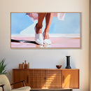 Elegant Walk, Feminine Art, Framed Canvas Print, Minimalist Painting, Pastel Tones, Chic Home Decor, Bedroom Wall Art