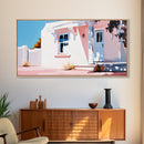 White House, Desert, Warm Tones, Framed Canvas Print, Mediterranean Art, Minimalist Architecture, Rustic Home Decor