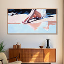 Beach Serenity, Relaxing Vacation Art, Coastal Aesthetic, Soft Summer Colors, Ocean Inspired, Framed Canvas Print, Modern Wall Decor