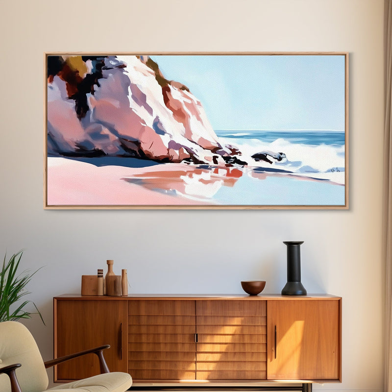 Coastal Cliffs, Ocean Waves, Beach Landscape, Wall Art, Canvas Print, Living Room Art, Modern Seascape, Blue Wall Decor, Nautical Art