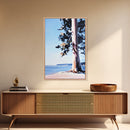 Coastal Tree, Lakeside Art, Tranquil Scene, Framed Canvas Print, Serene Nature Art, Minimalist Landscape, Living Room Wall Art