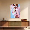 Pink Ribbon, Female Décor, Framed Canvas Print, Cabin Wall Art, Farmhouse Home Decor, Cozy Living Room Art