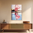 Water Lily Reflection, Zen Floral Art, Nature Botanical Painting, Framed Canvas Print, Spa Wall Decor, Minimalist Bedroom Art