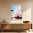 Splashing Wave Art, Abstract Coastal Decor, Ocean Energy Painting, Framed Canvas Print, Minimalist Beach House Art, Modern Wall Decor