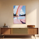Ethereal Sky, Dreamy Seascape, Colorful Abstract Art, Rainbow Reflection, Modern Landscape, Framed Canvas Print, Living Room Wall Art